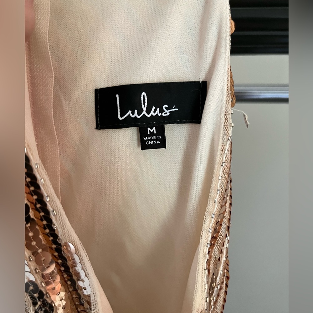 Lulu's Gold Sequin Geometric Pattern Dress - Picture 2 of 5